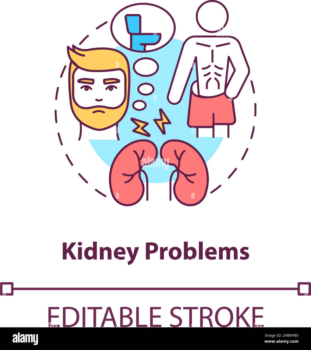 Kidney problems concept icon Stock Vector