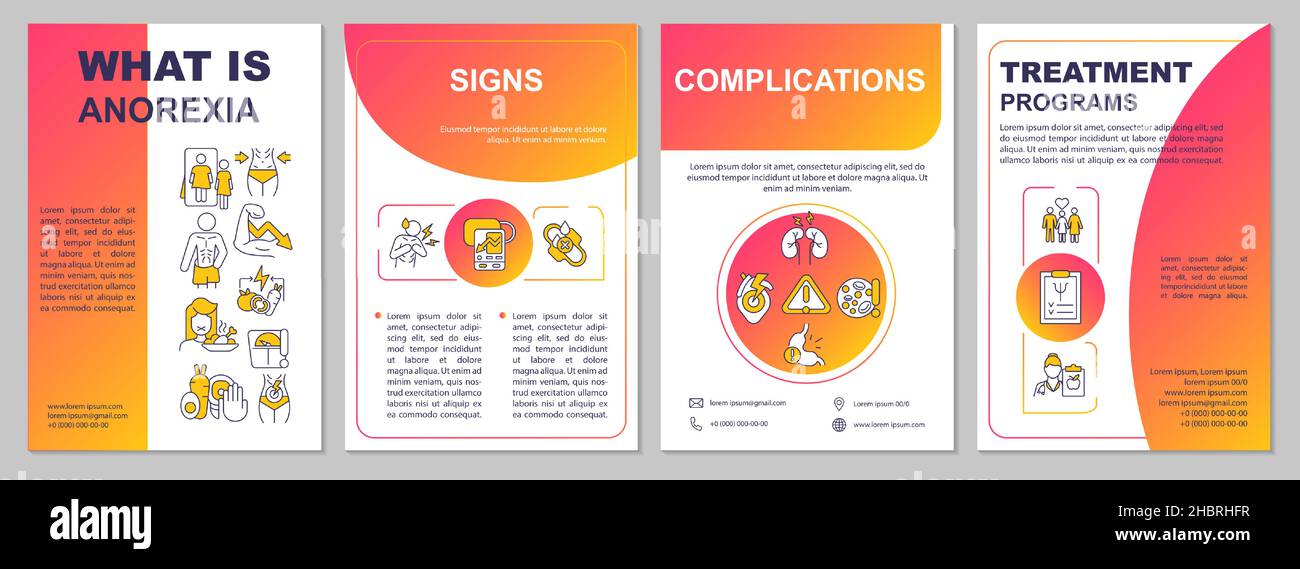 Anorexia red gradient brochure template Stock Vector