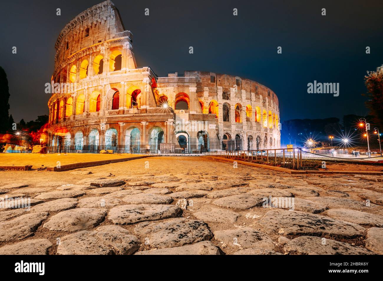 Rome, Italy. Colosseum Also Known As Flavian Amphitheatre In Night ...