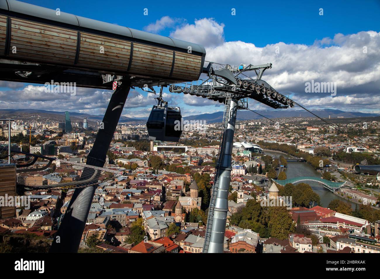 Old Tbilisi city skyline with cable car Stock Photo - Alamy