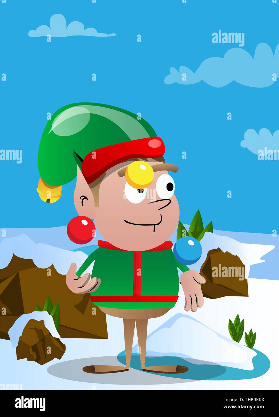 Christmas Elf Juggler Vector Cartoon Character Illustration Of Santa Clauss Little Worker 6060