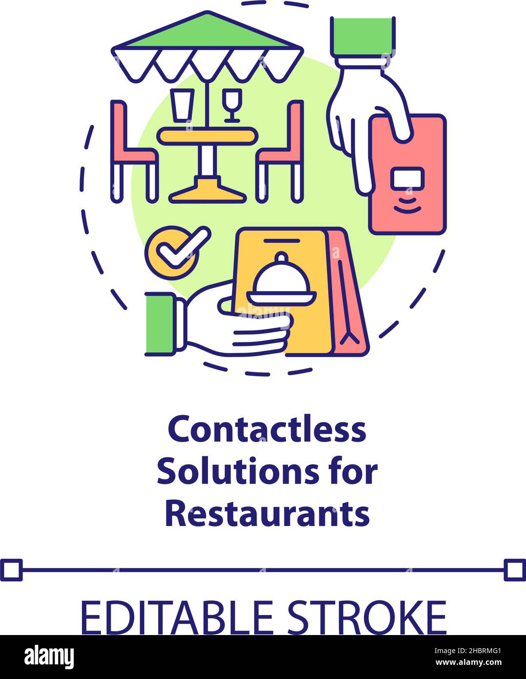 Contactless solutions for restaurant concept icon Stock Vector Image ...