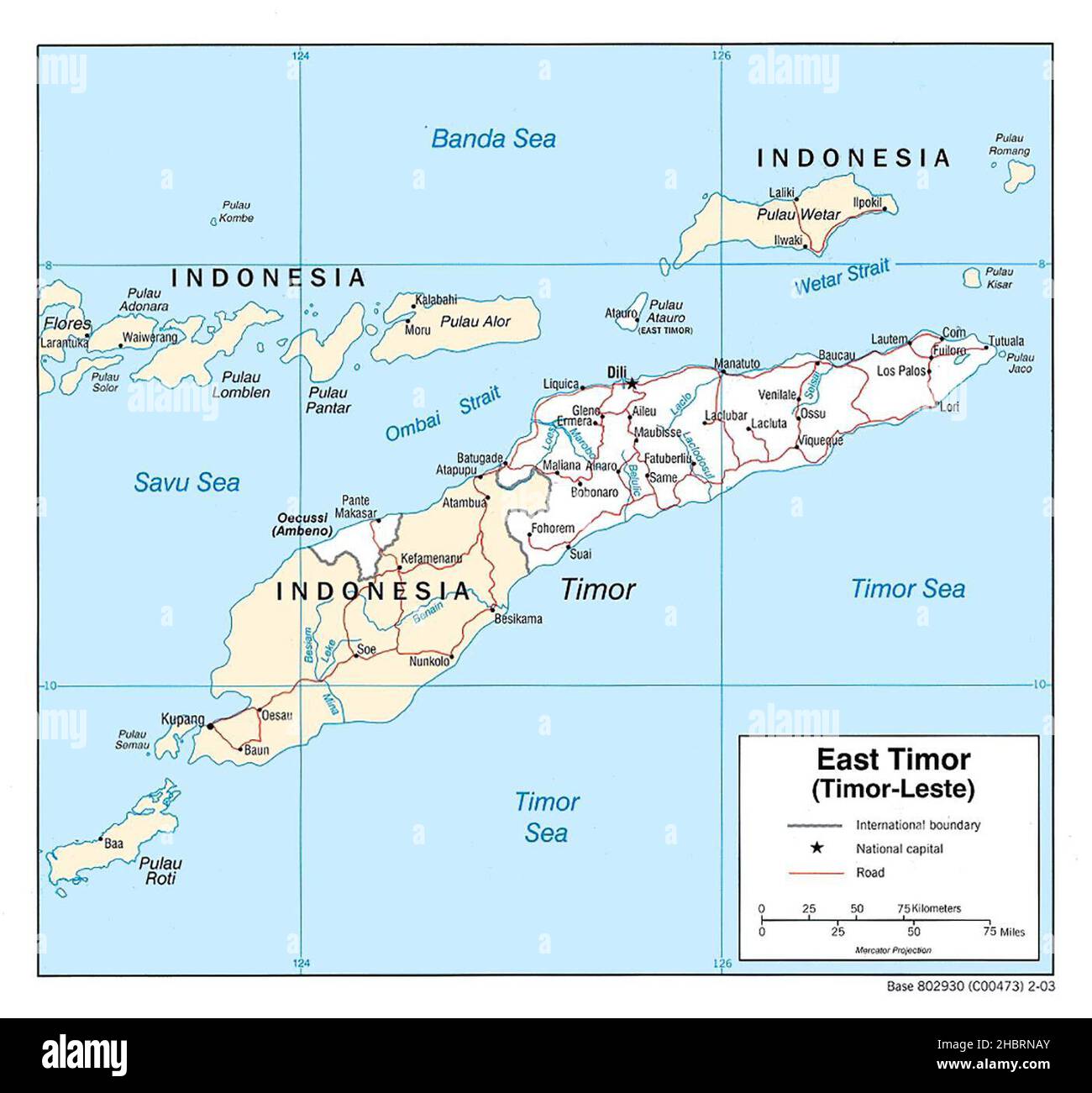 Map of East Timor (Timor-Leste) ca.  2003 Stock Photo