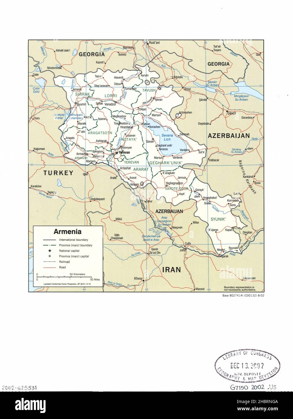 Map of Armenia  ca.  2002 Stock Photo