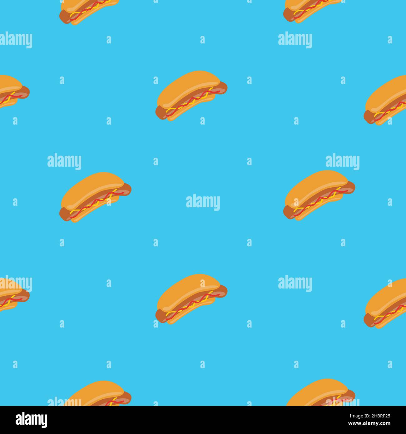 Hot Dogs Pattern. Vector seamless pattern or background with hotdogs Stock Vector