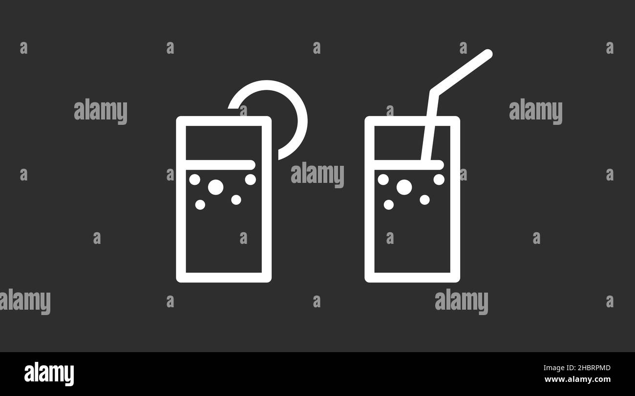 Drinks Icon Set. Vector isolated back and white set of different drinks