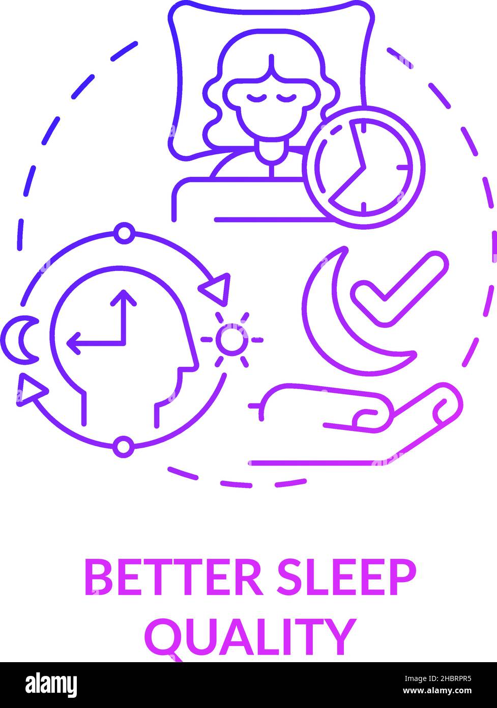 Better sleep quality purple gradient concept icon Stock Vector Image