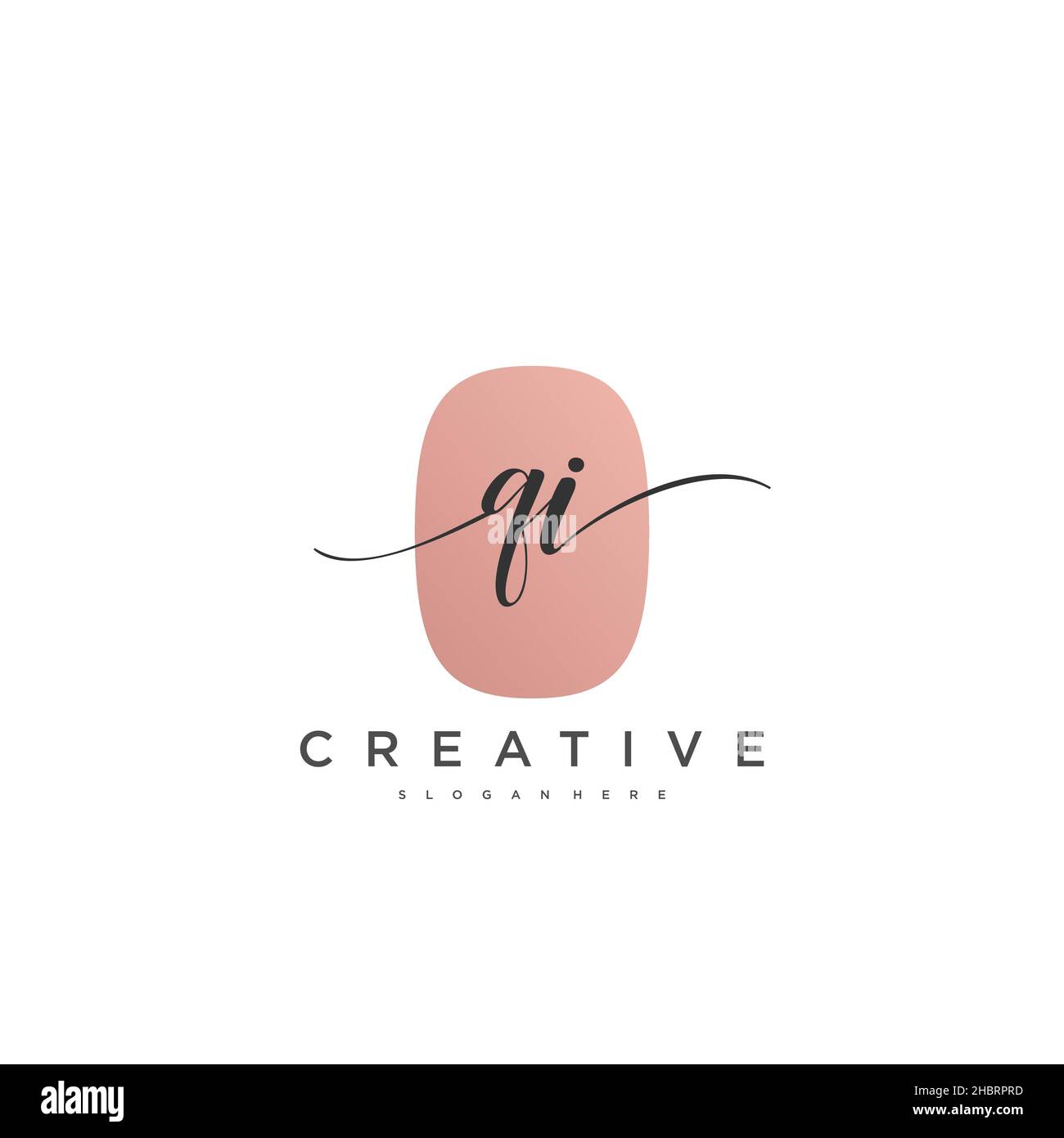 QI Initial handwriting minimalist geometric logo template vector art ...