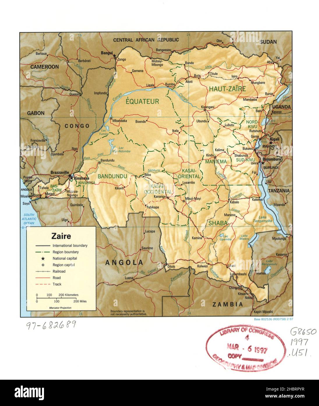 Map of Zaire ca. 1997 Stock Photo - Alamy