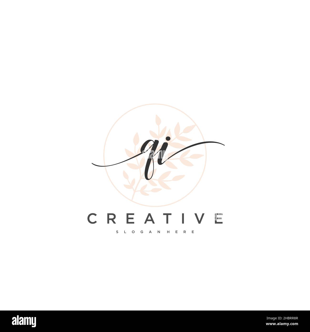 QI Initial handwriting minimalist geometric logo template vector art, Logo for business beauty, fashion, and other art Stock Vector