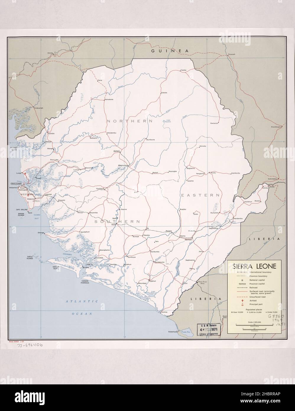 Map of Sierra Leone ca. 1969 Stock Photo - Alamy