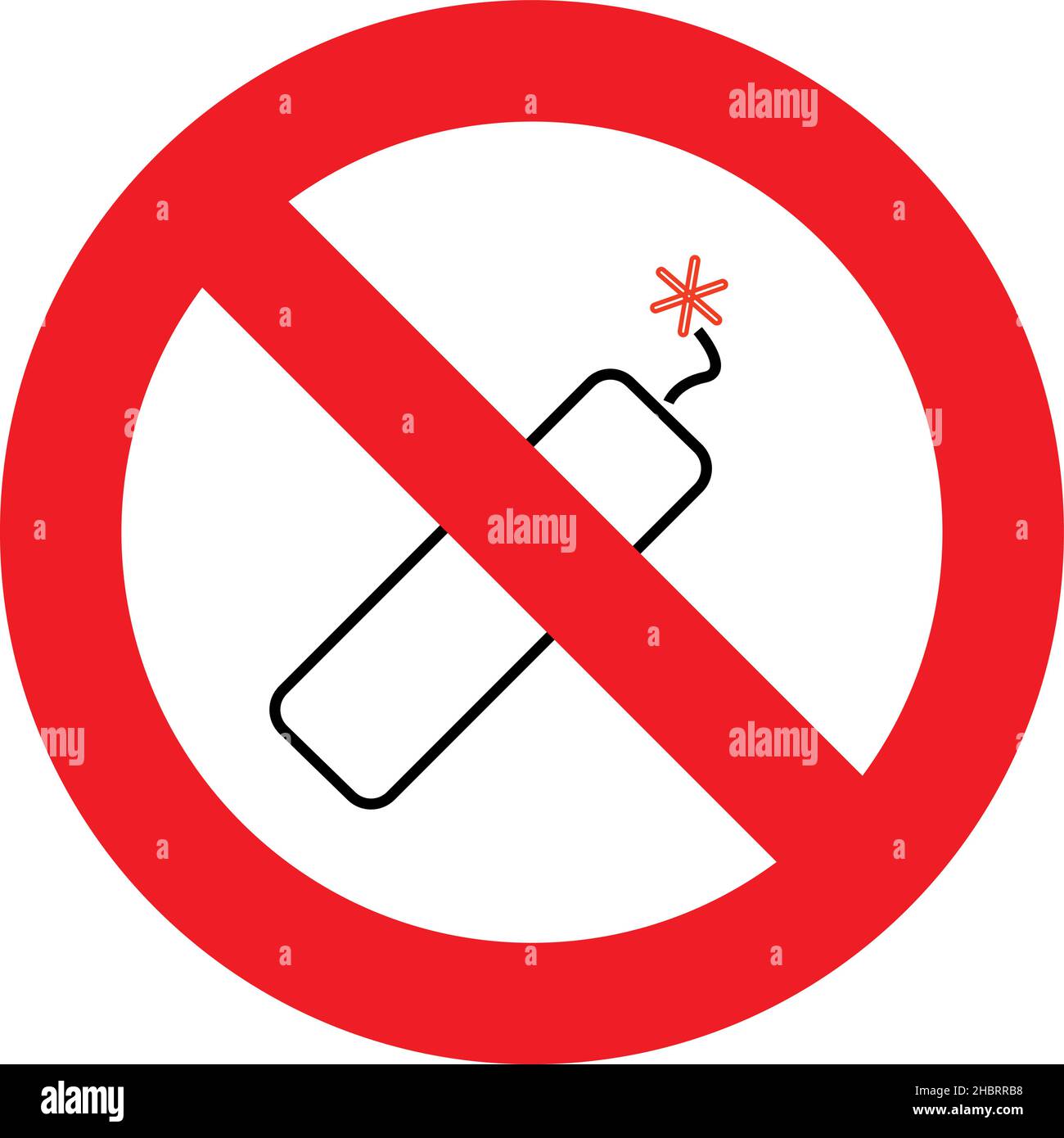 Stop or ban red round sign with firecracker icon vector illustration Stock Vector