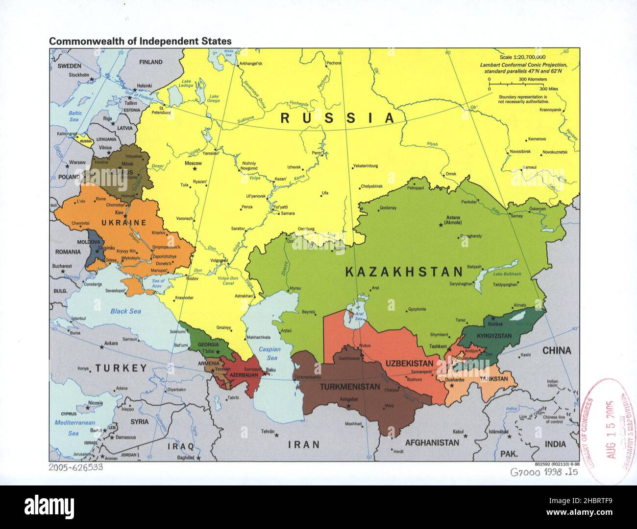 1998 cis map hi res stock photography - Commonwealth Of Independent States Map Ca 1998 2HBRTF9