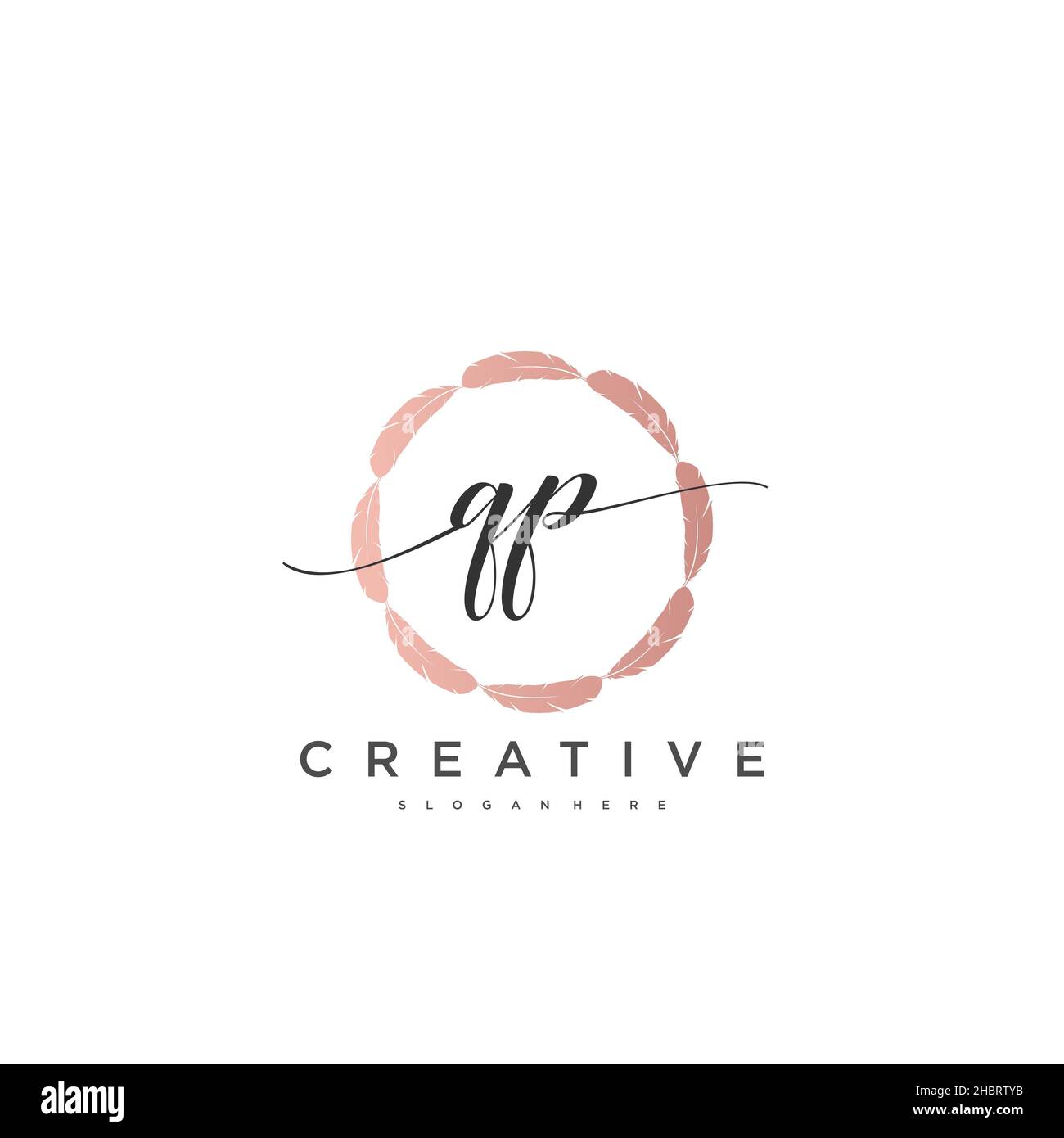 QP Initial handwriting minimalist geometric logo template vector art ...