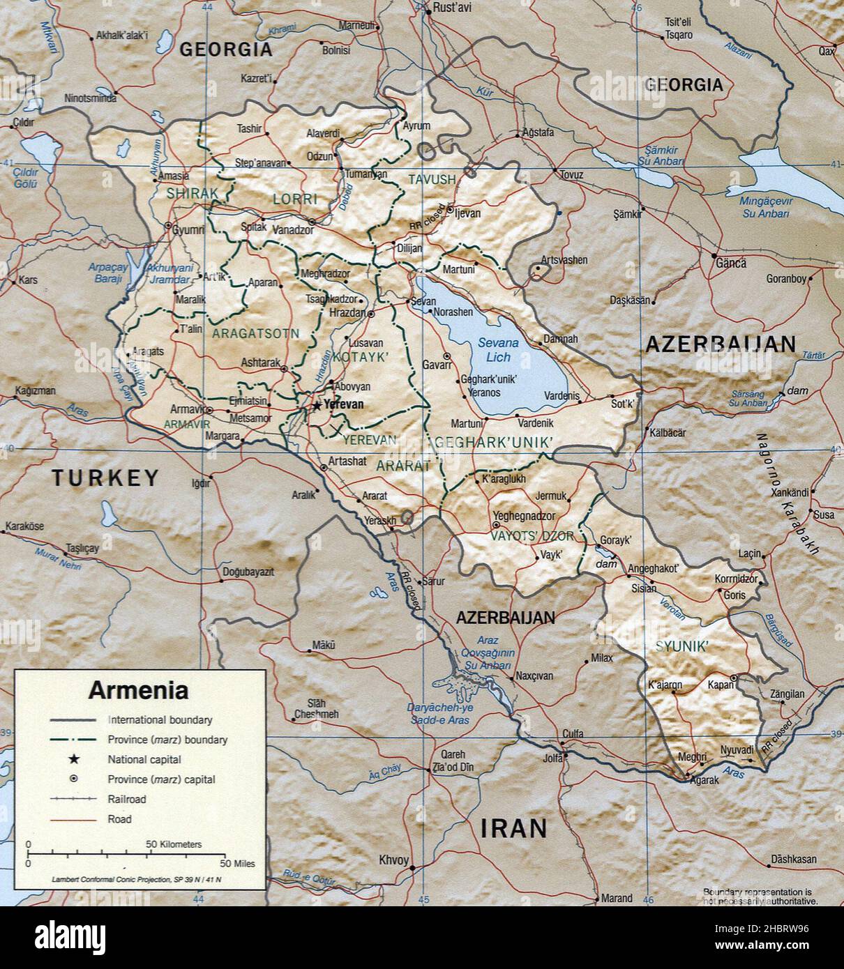 2002 CIA map of Armenia Stock Photo