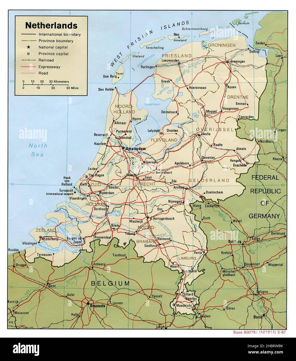 Map of Netherlands ca. 1987 Stock Photo - Alamy