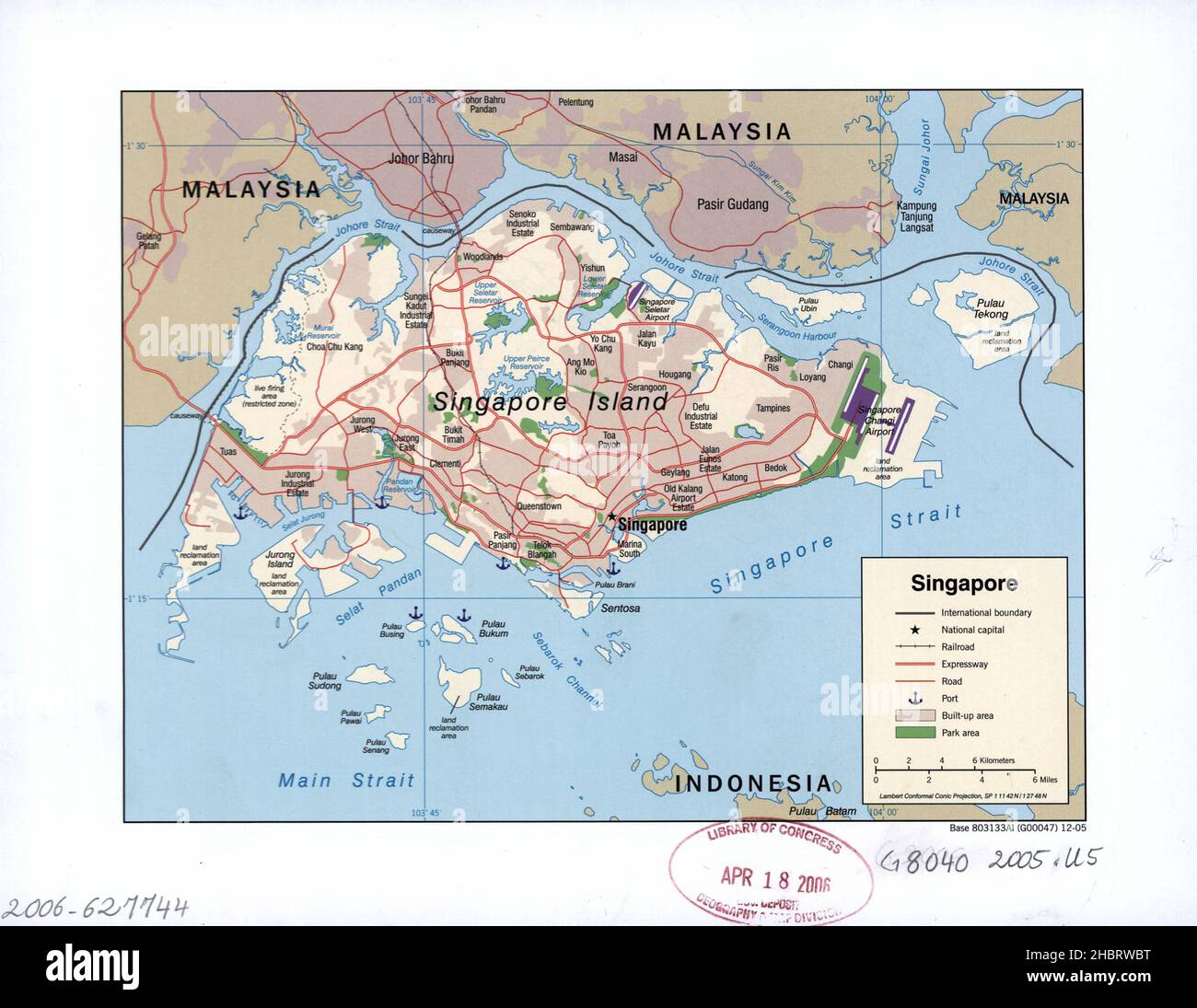 Map of Singapore ca.  2005 Stock Photo