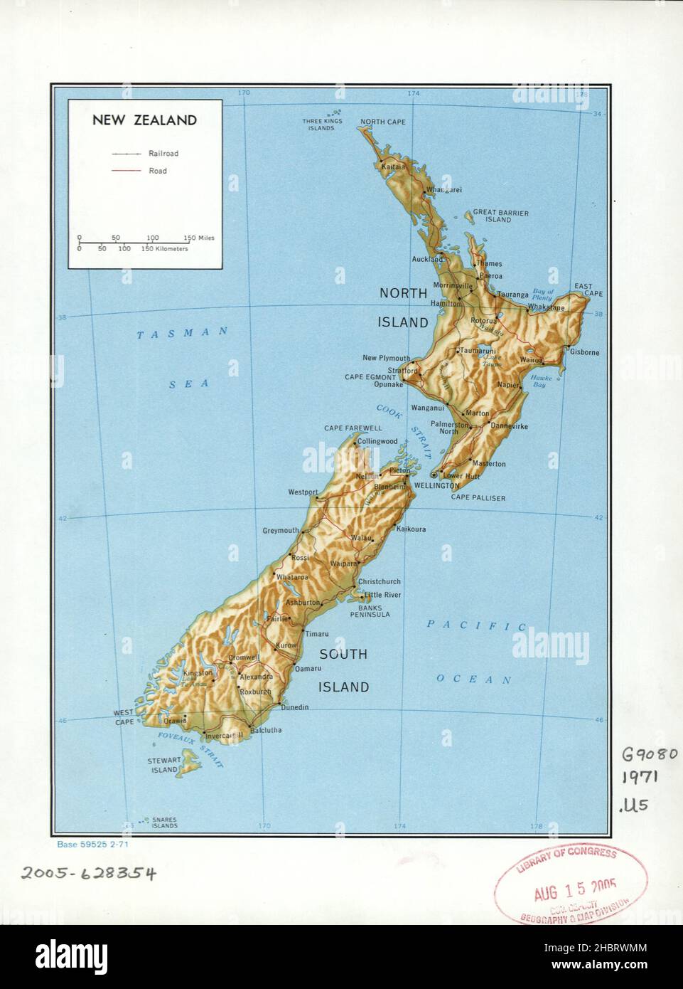 1970s Map of New Zealand ca.  1971 Stock Photo