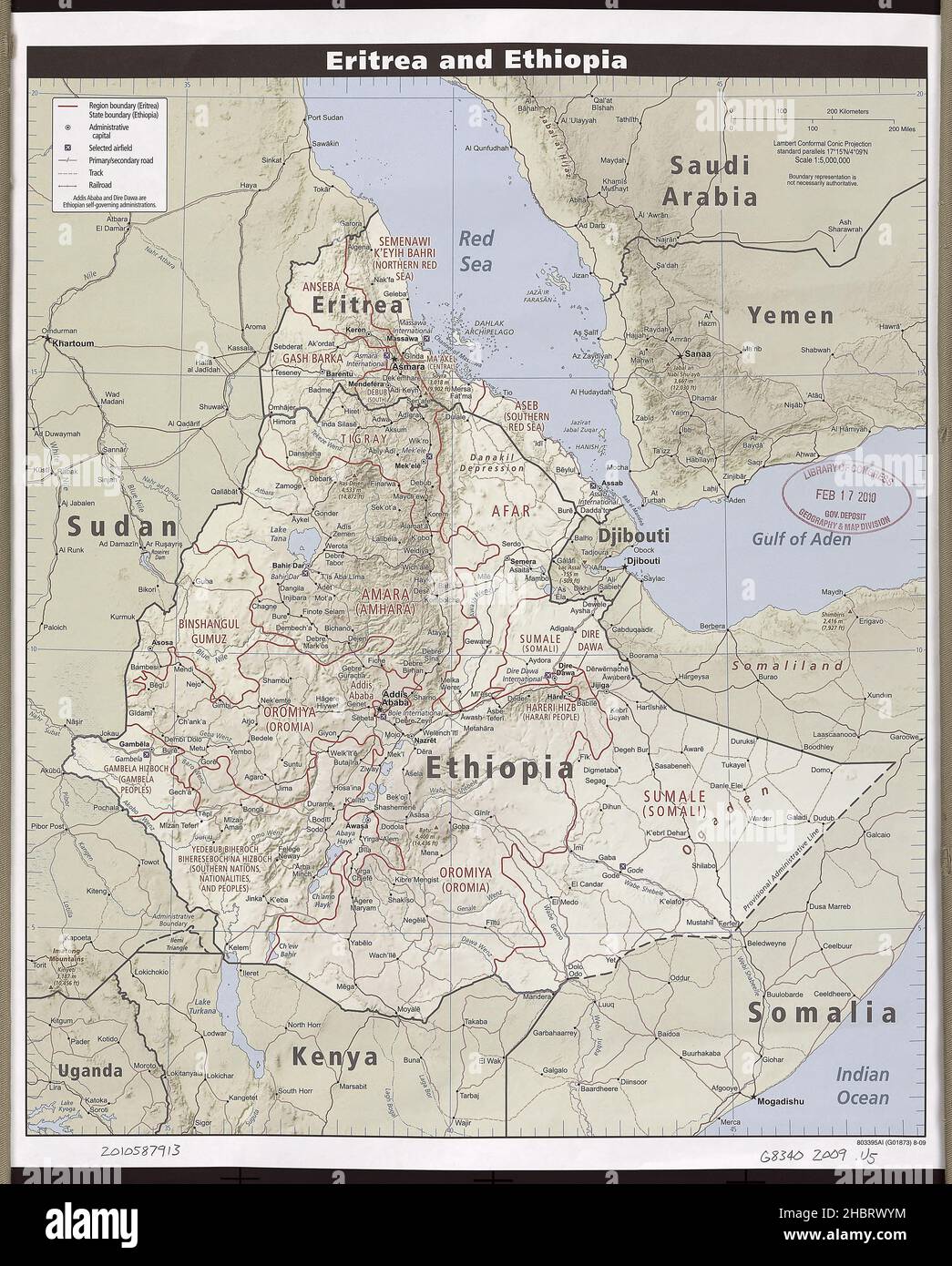 Map of Eritrea and Ethiopia ca. 2009 Stock Photo - Alamy