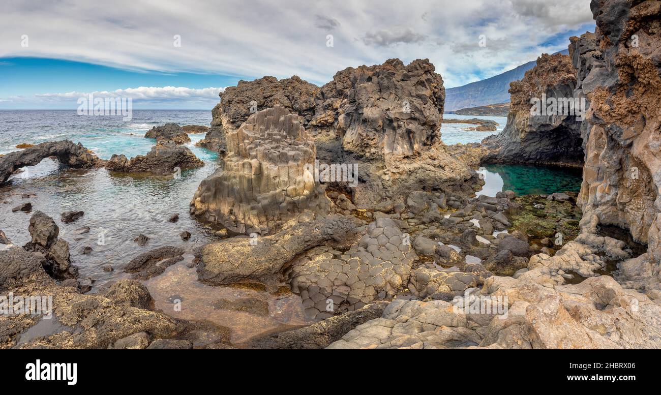 Rocky beach Charco Azul at El Hierro, Canary Islands Stock Photo