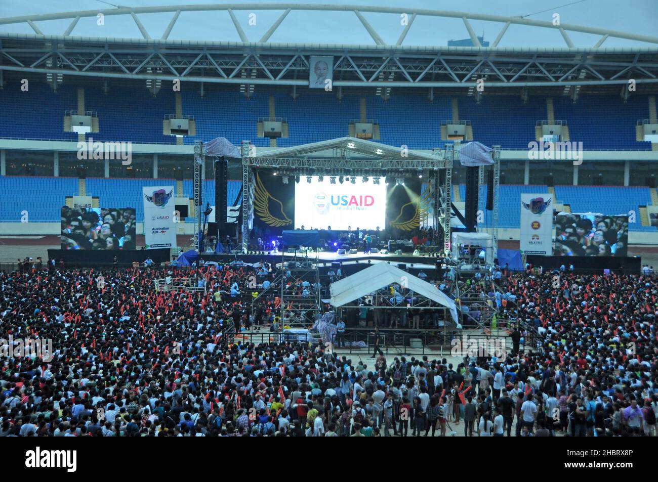 2010s Vietnam:  Huge crowd gathers ahead of concert against human trafficking and exploitation ca.  26 May 2012 Stock Photo