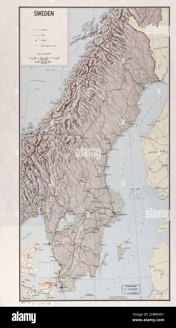 Map of Sweden ca.  1963 Stock Photo