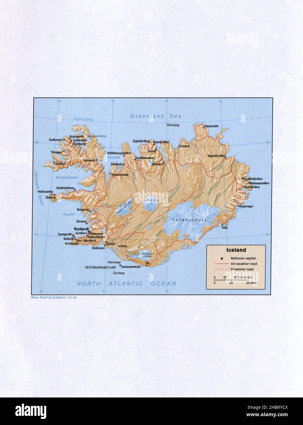 1980s map of Iceland ca. 1981 Stock Photo Alamy