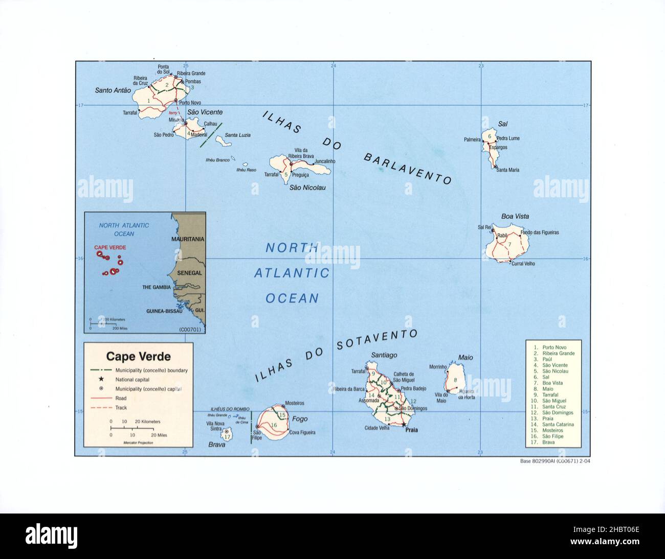 Map of Cape Verde ca.  2004 Stock Photo