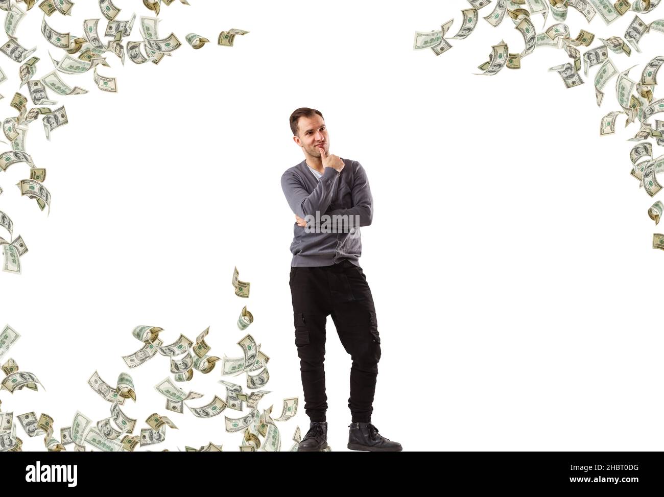 view of business man money isolated on white background, concept for ...