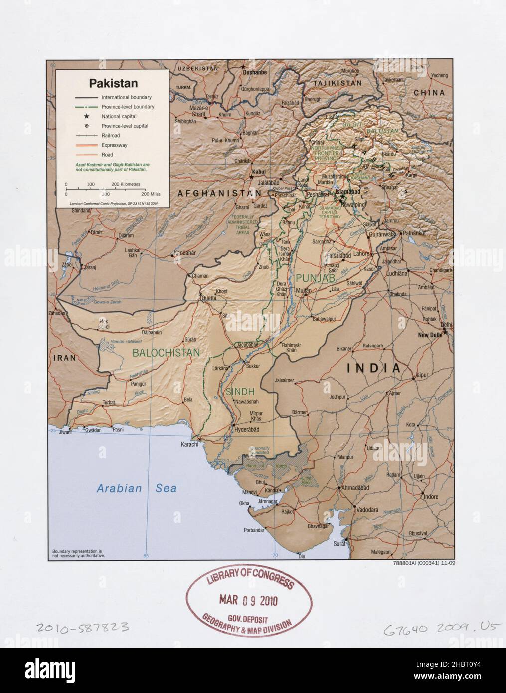 Map of Pakistan ca. 2009 Stock Photo - Alamy