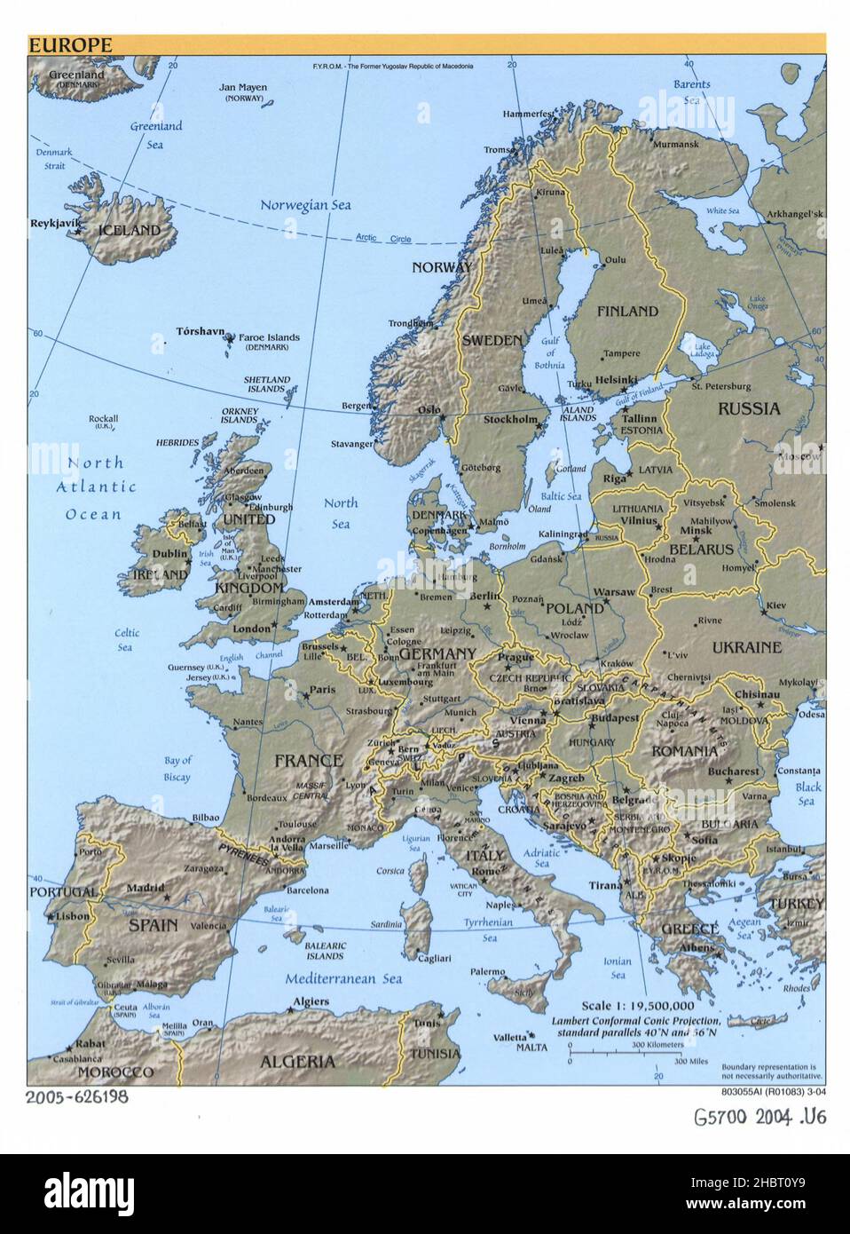 Map of Europe ca.  2004 Stock Photo