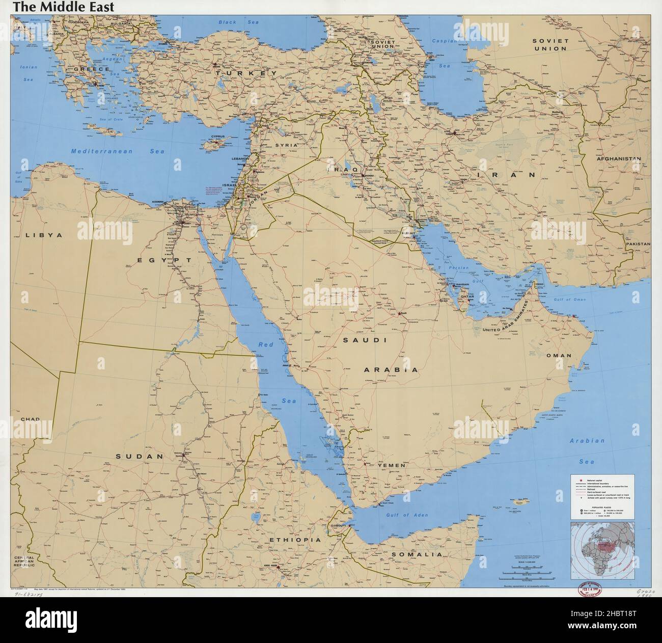 1990 Map Map of the Middle East ca. 1990 Stock Photo - Alamy