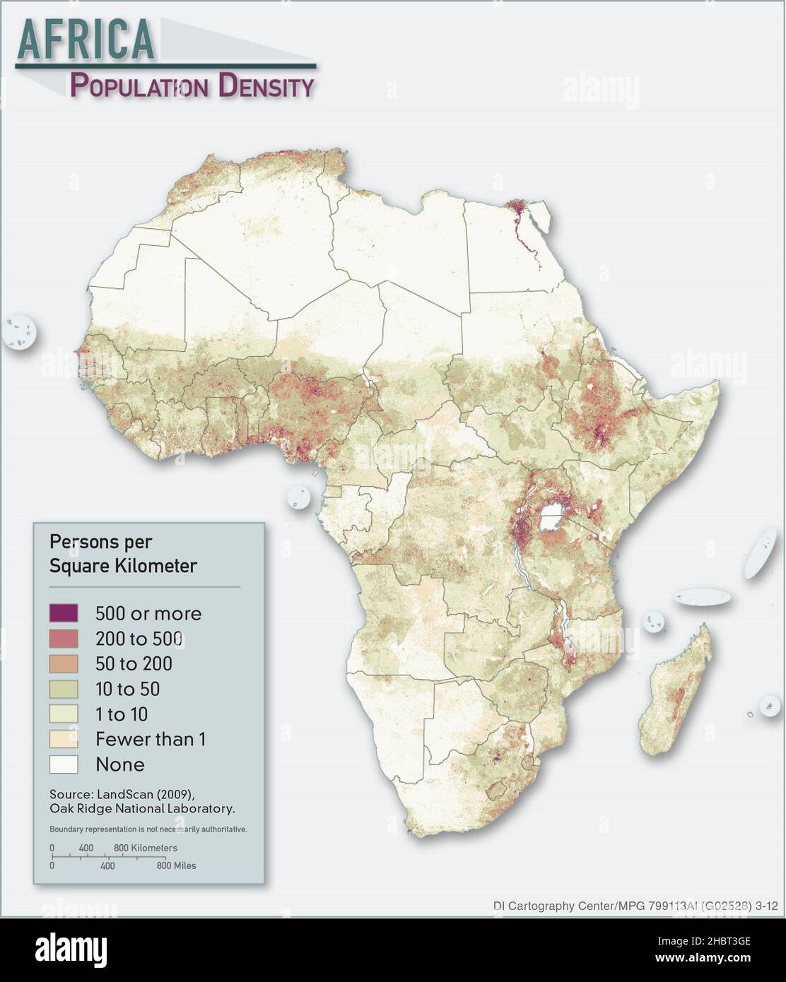 2012 Africa Population Density map Stock Photo - Alamy