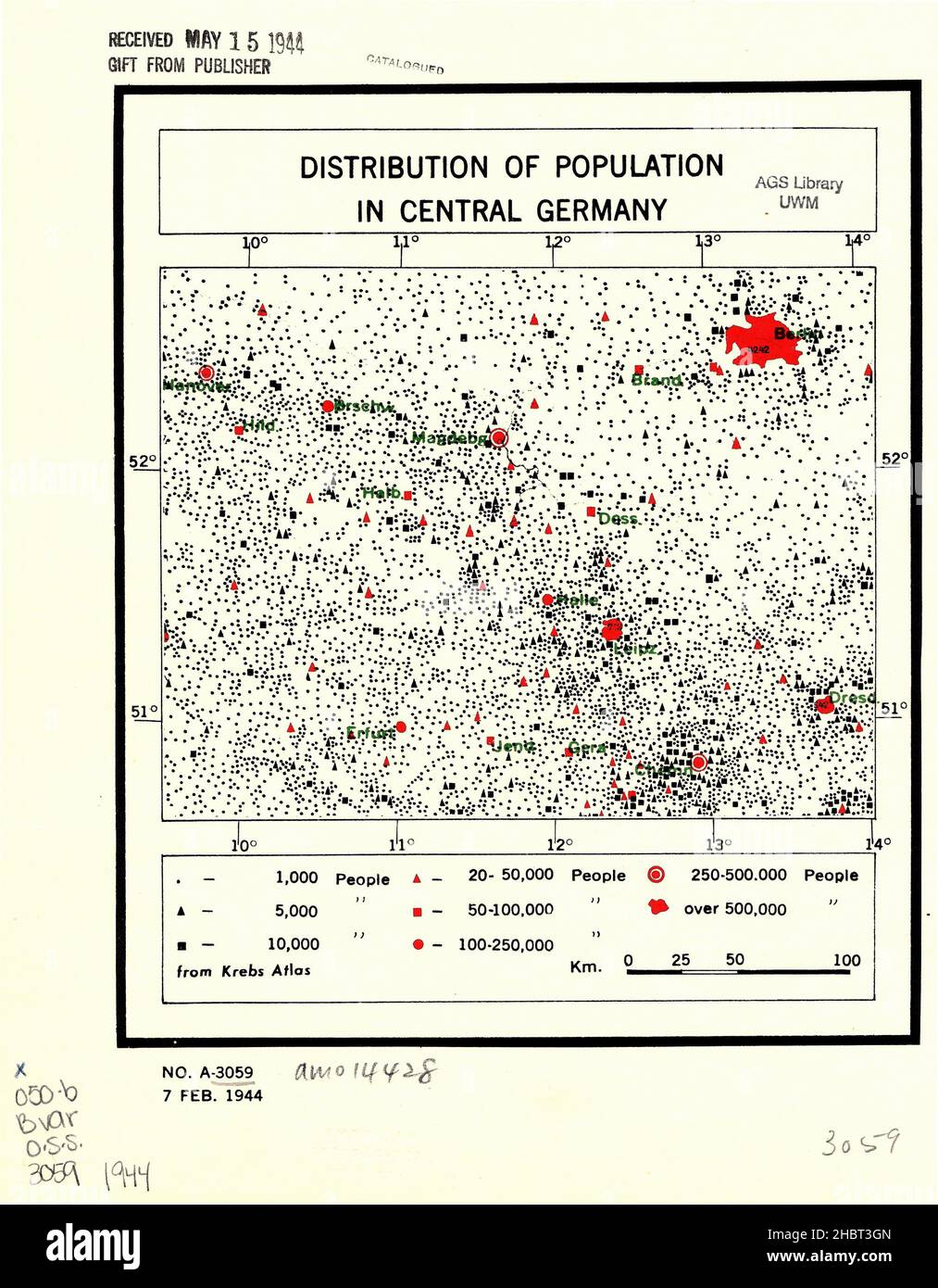1944 Germany Population map Stock Photo Alamy