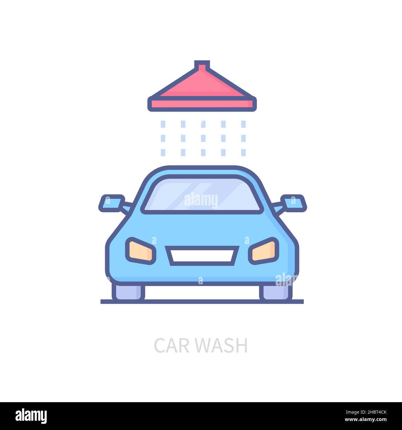 Car wash - modern colored line design style icon on white background ...