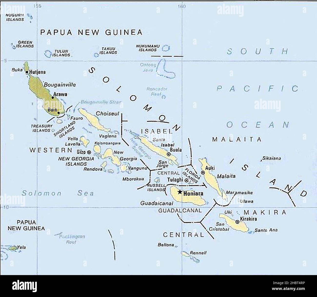 Political map of the Solomon Islands archipelago ca.  1989 Stock Photo