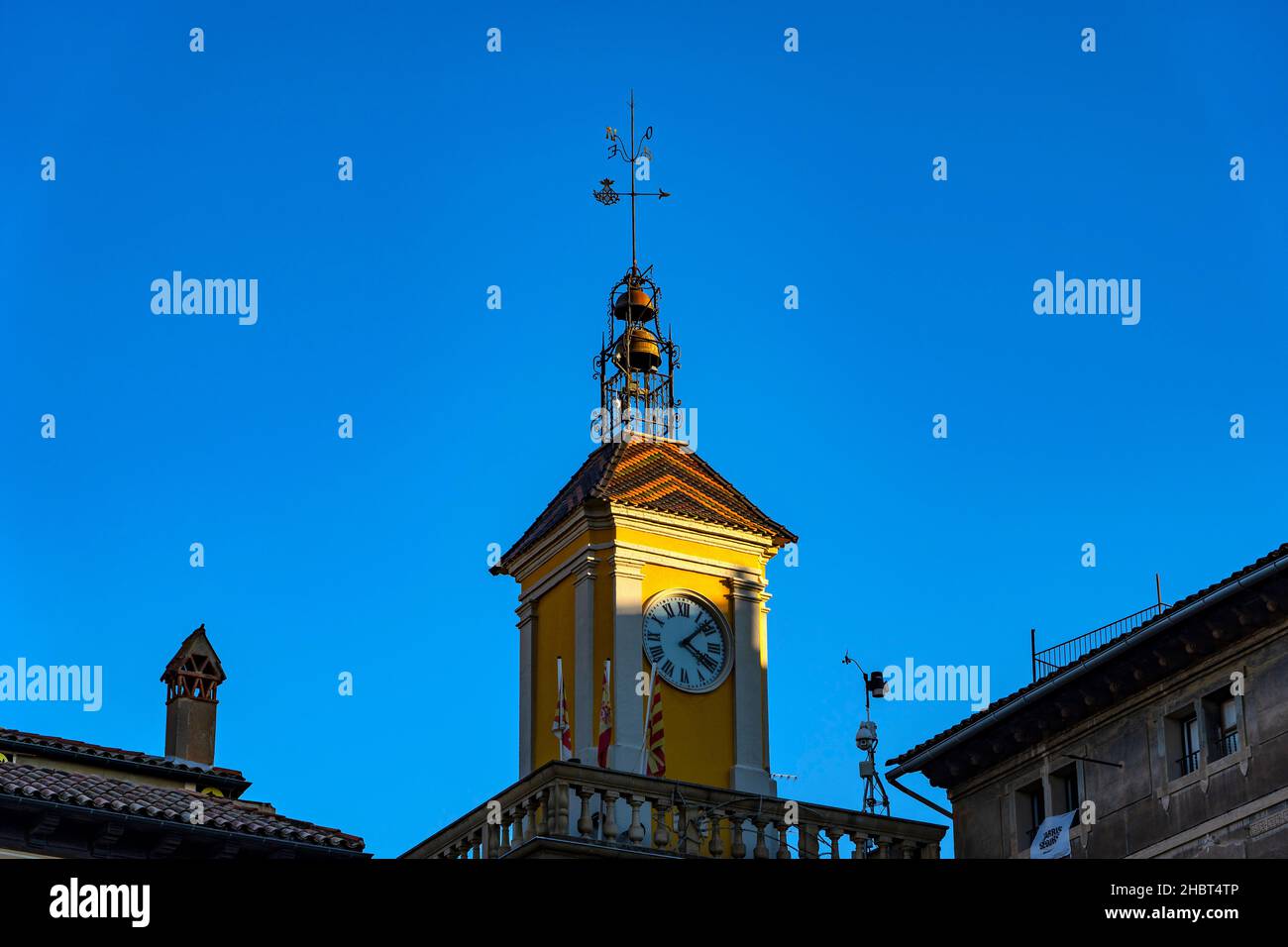 Torre del Rellotge, clock tower, Placa Major, Vic, Catalonia, dating to 1823. Stock Photo