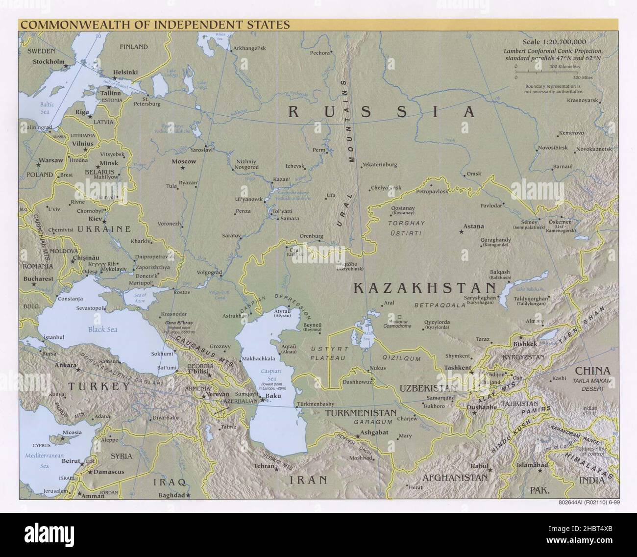 1999 commonwealth of independent - Map Of The Commonwealth Of Independent States Cis In 1999 2HBT4XB