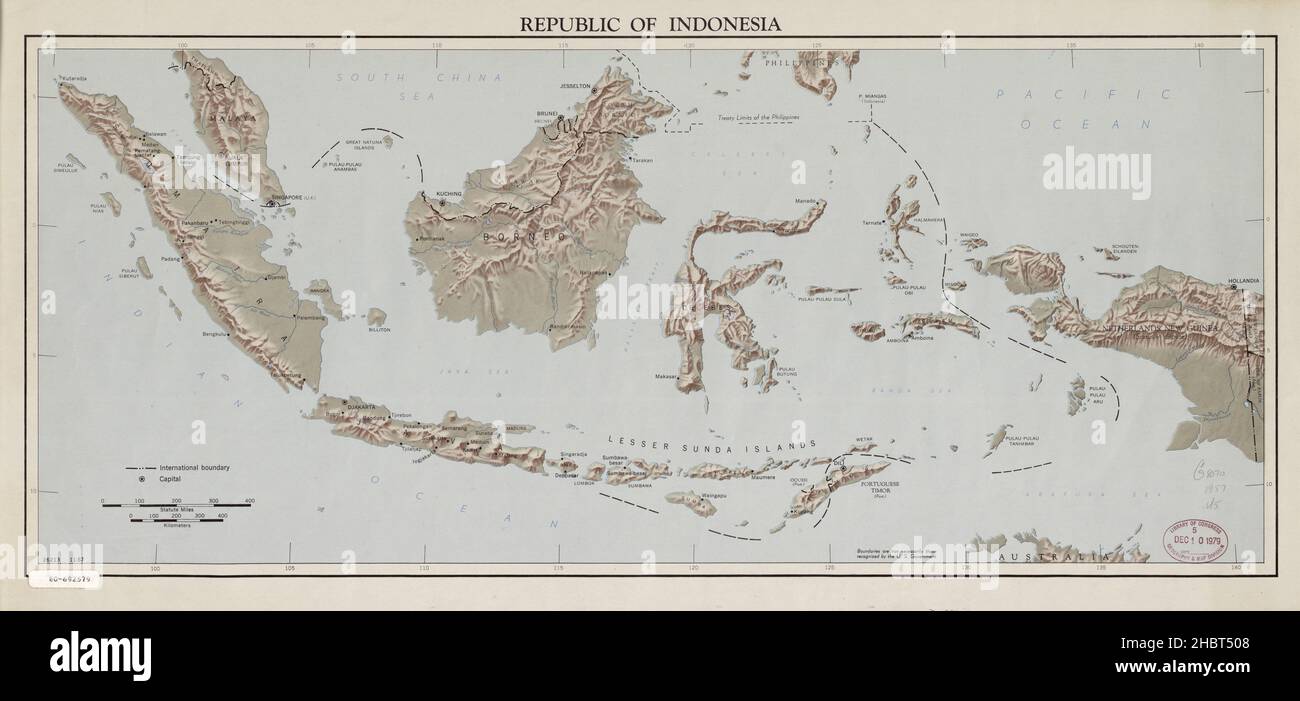 1957 Indonesia Map Stock Photo
