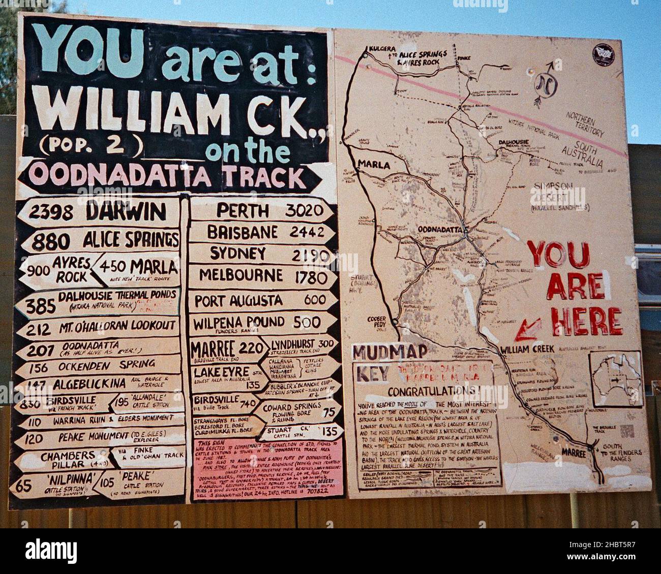Unique local map in the Outback of Australia in William Creek Australia