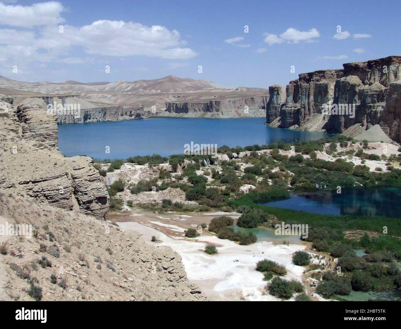 Band-e-Amir in Bamyan Province is Afghanistan's first national park; it consists of six spectacular turquoise lakes separated by natural dams of travertine ca.  27 July 2011 Stock Photo
