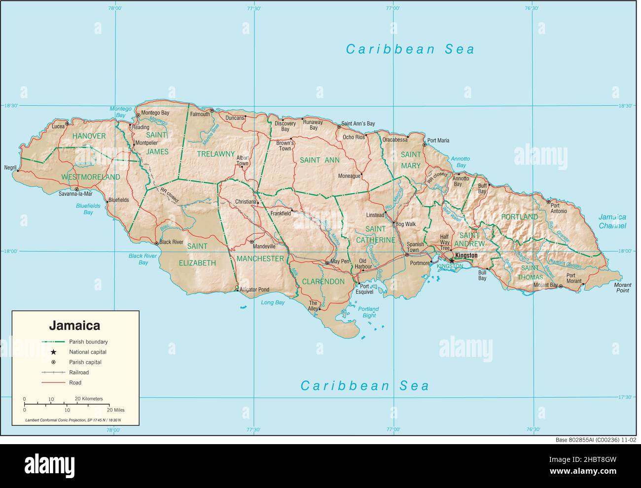 Detailed Map Of Jamaica Map Of Jamaica High Resolution Stock Photography And Images - Alamy