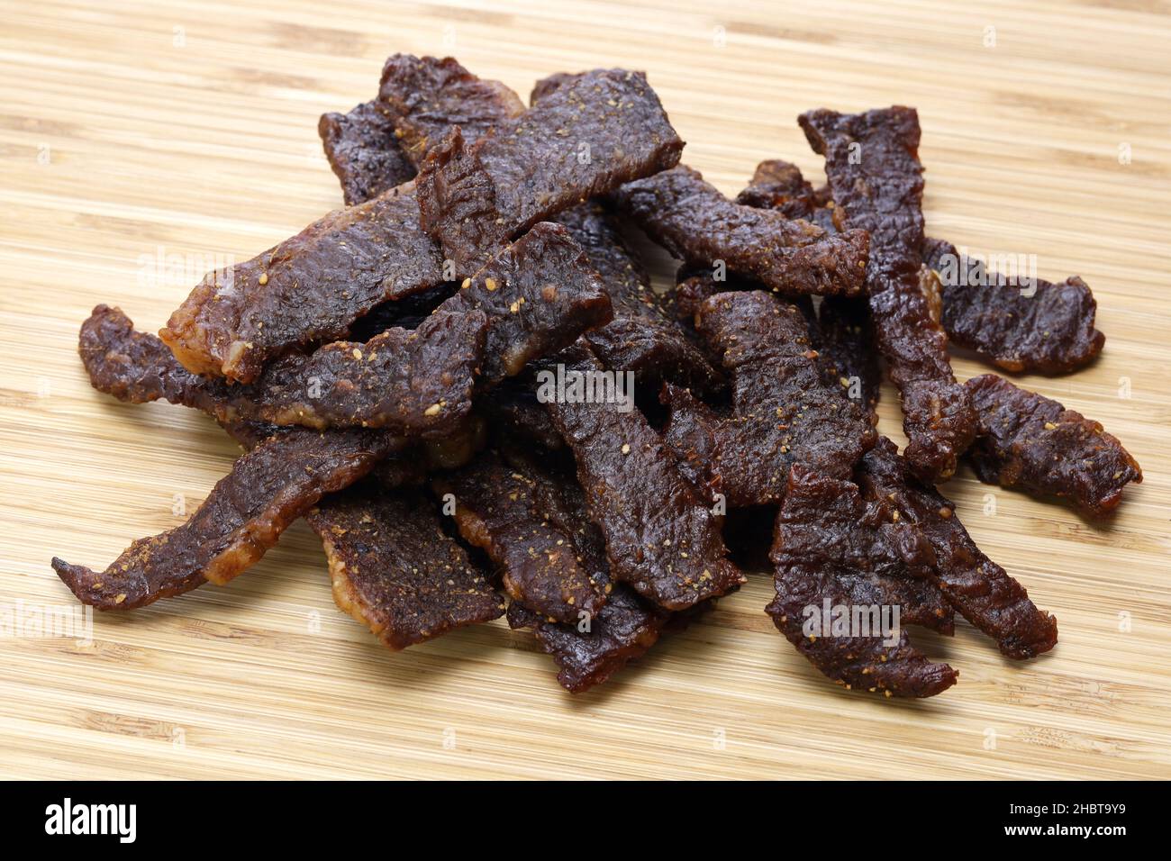 Homemade beef jerky, sundried Stock Photo Alamy