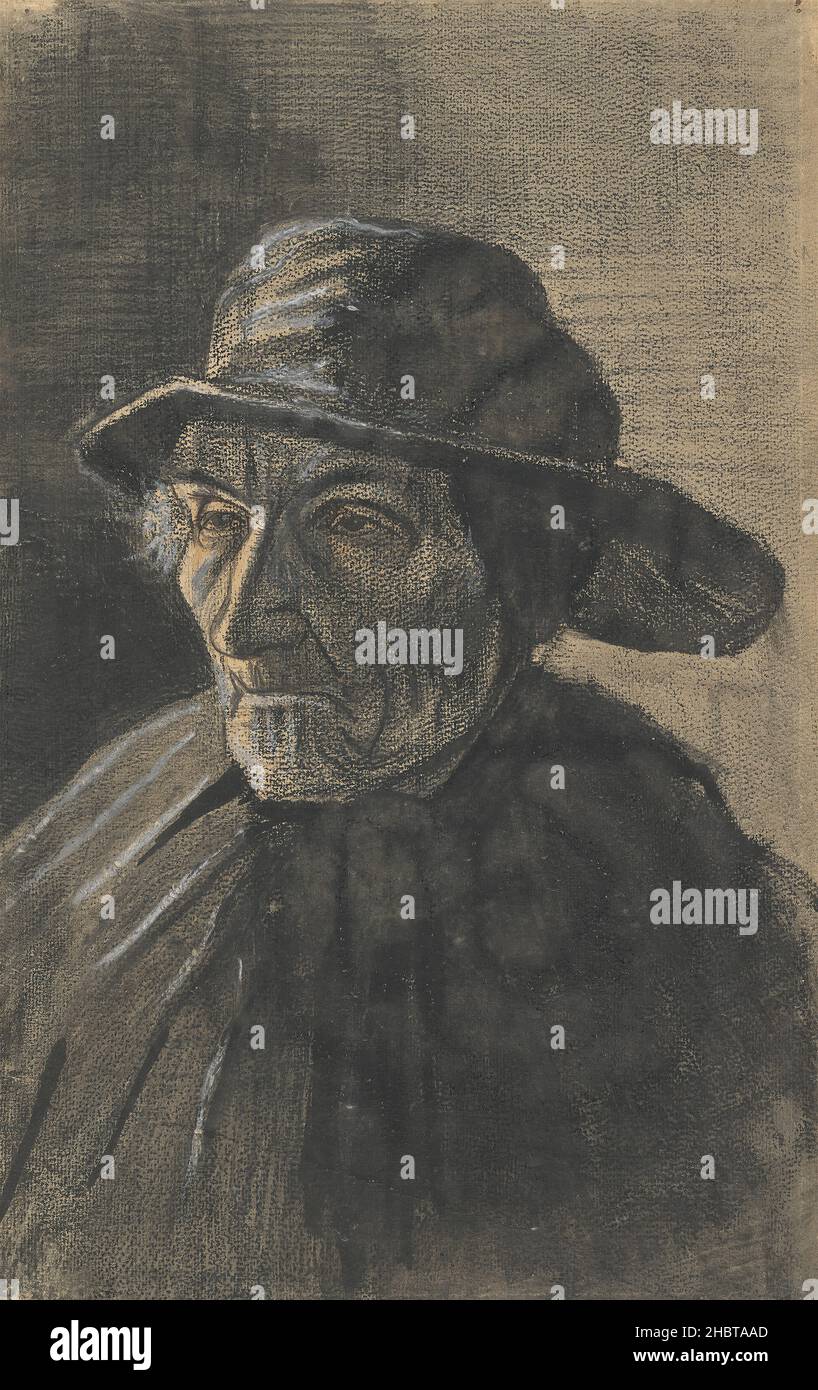 Head of a Fisherman with a Sou'wester - 1883 - acquerello, matita,  pastello, gessetti e inchiostro su carta 50,5 x 31,6 cm - Van Gogh Vincent  Stock Photo - Alamy