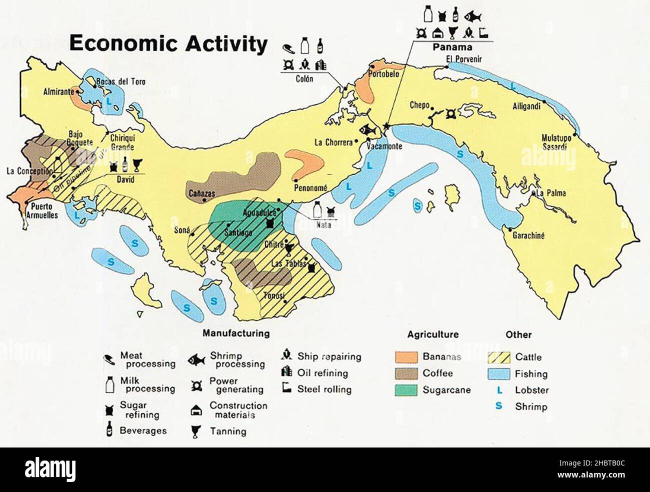 1981 Panama Economic Map Stock Photo Alamy