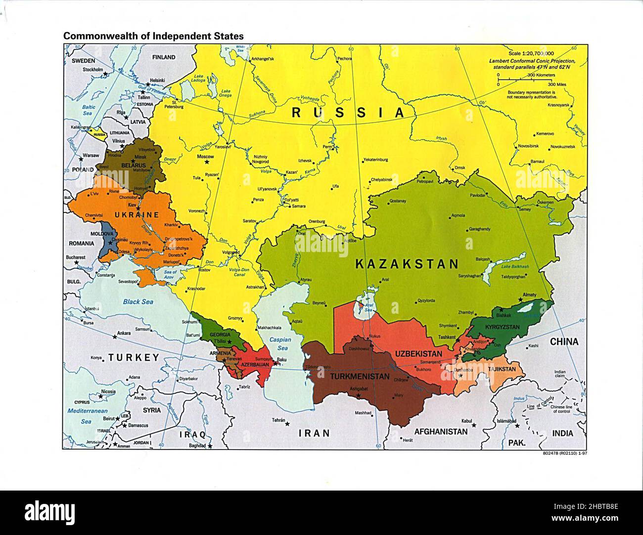 Map of the Commonwealth of Independent - Map Of The Commonwealth Of Independent States Cis In 1997 2HBTB8E