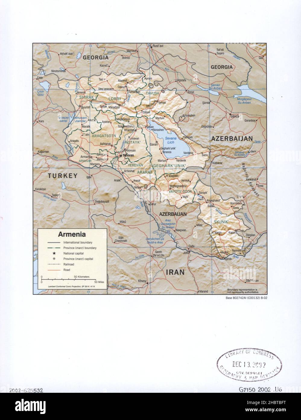 Map of Armenia  ca.  2002 Stock Photo