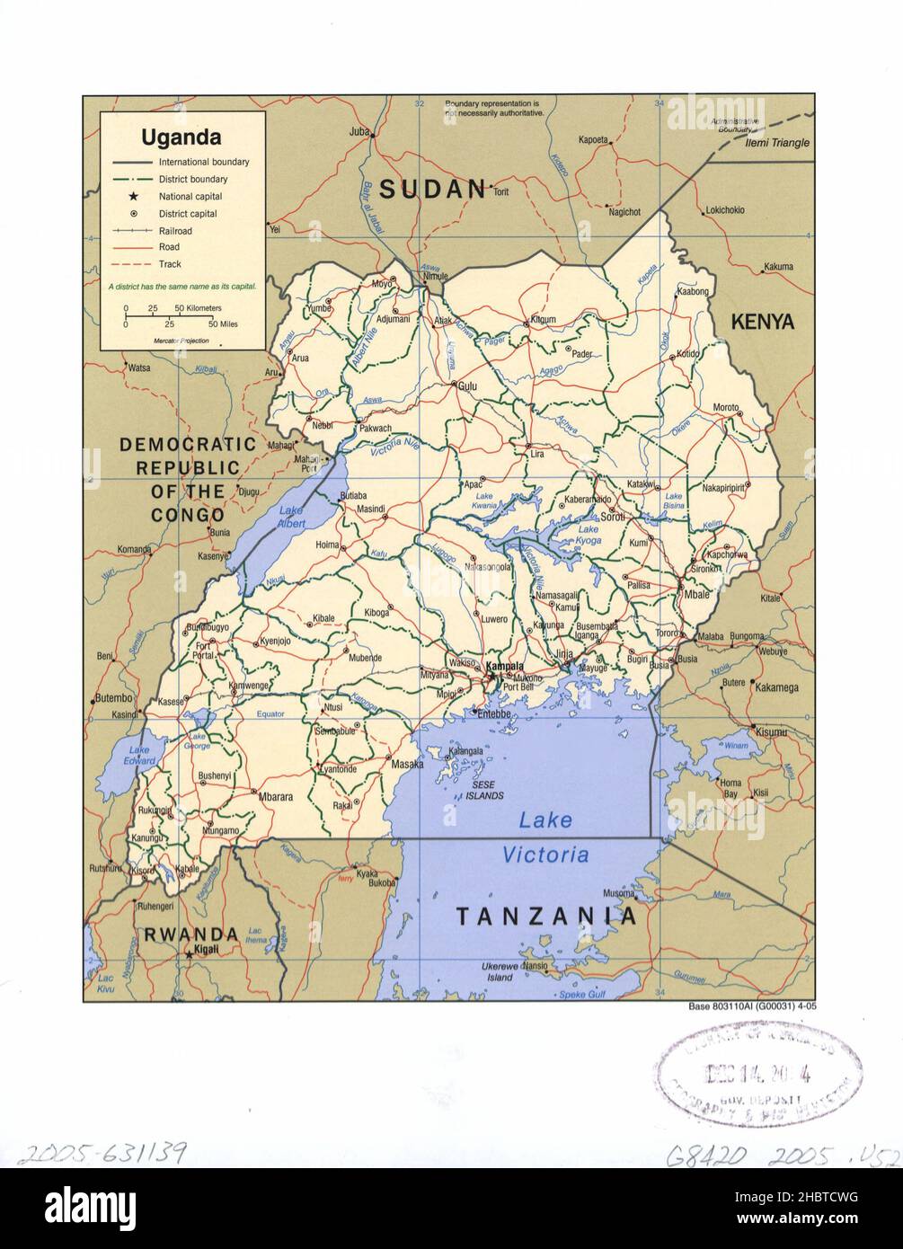 Map of Uganda ca.  2005 Stock Photo