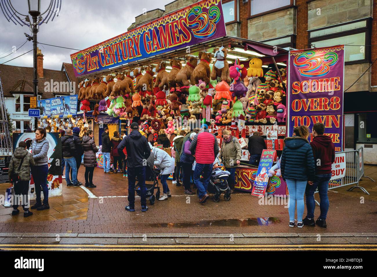 Stratford upon Avon, UK People try their luck at winning a prize at a