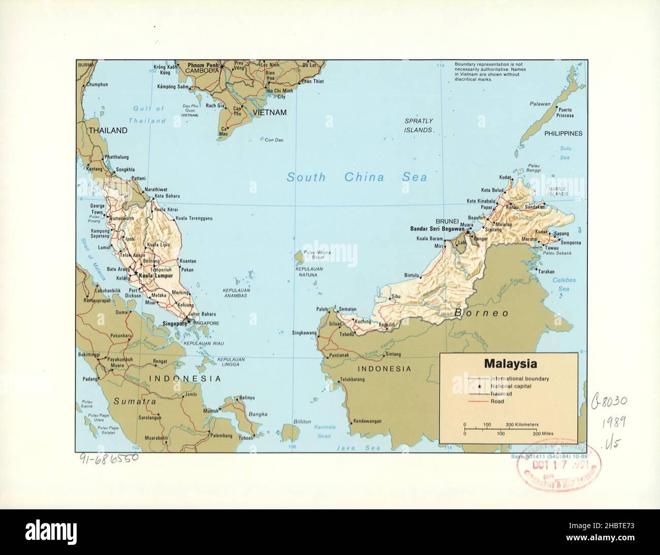 Map Of Malaysia Ca 1989 2HBTE73 